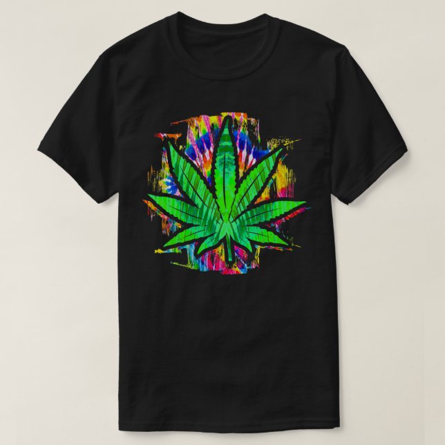 Tie Dye Pot Leaf  Pothead Smoking Weed  Hippie Sto T-Shirt (Design Front)