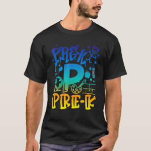 Tie Dye Pre K Team Teacher Boy Graffiti Style Back T-Shirt