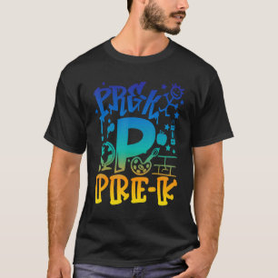 Tie Dye Pre K Team Teacher Boy Graffiti Style Back T-Shirt