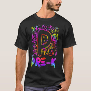 Tie Dye Pre K Typography Team Pre K Teacher Back T T-Shirt