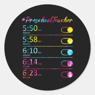 Tie Dye Preschool Teacher Appreciation Alarm Clock Classic Round Sticker