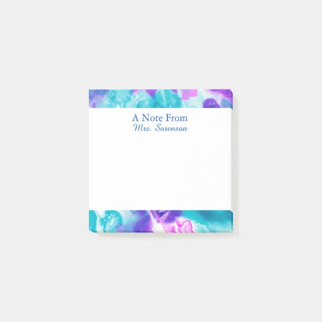 Tie Dye Purple Blue  Personalized Sticky Notes (Front)
