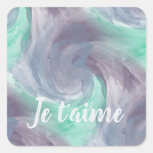 Tie-Dye Purple Green Painterly Watercolor in Love Square Sticker