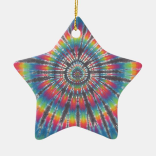 Tie Dye Rabbit Hole Ceramic Ornament (Front)