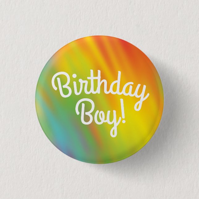 Tie Dye Rainbow Birthday Party Kids Cute 1 Inch Round Button (Front)