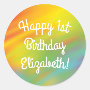 Tie Dye Rainbow Birthday Party Kids Cute Classic Round Sticker