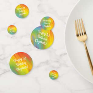 Tie Dye Rainbow Birthday Party Kids Cute Confetti