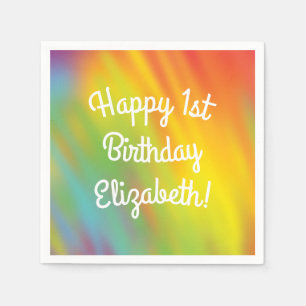 Tie Dye Rainbow Birthday Party Kids Cute Napkin