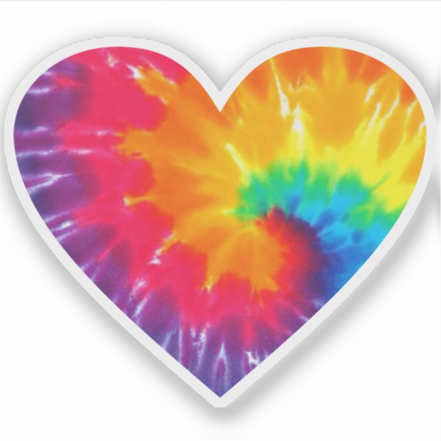 Tie Dye Rainbow Heart vinyl sticker (Devant)