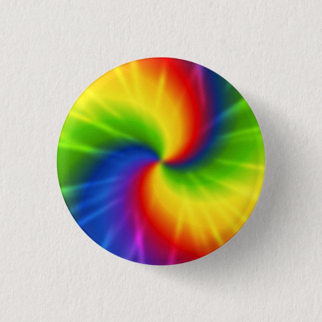 Tie Dye Rainbow Pattern 1 Inch Round Button (Front)