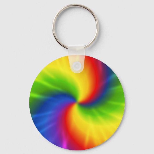 Tie Dye Rainbow Pattern Keychain (Front)