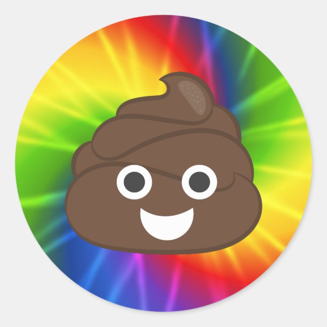 Tie Dye Rainbow Poo Emoji Stickers (Front)