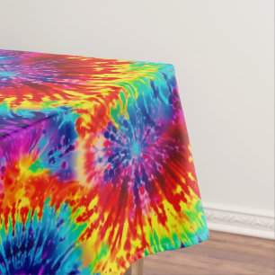 Tie Dye Rainbow Swirl Tablecloth 
