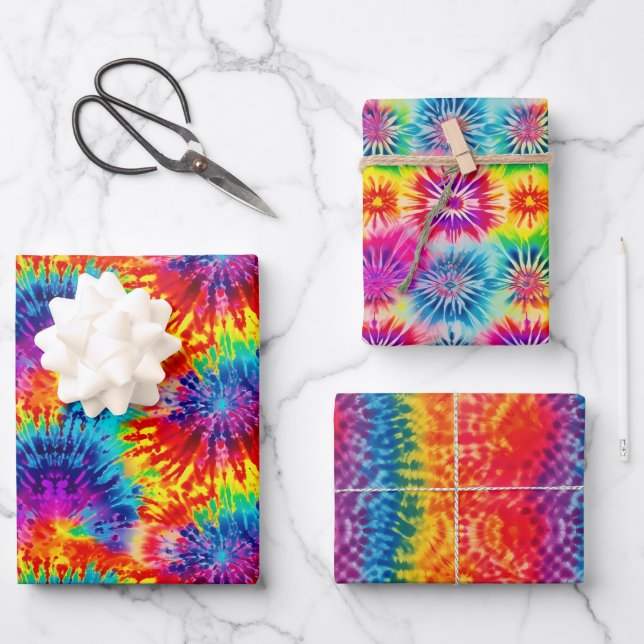Tie Dye Rainbow Wrapping Paper (Set of 3) (Front)