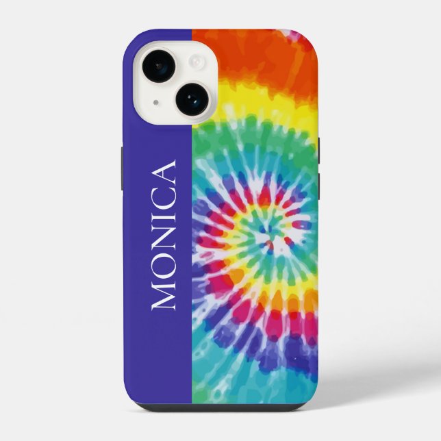 Tie Dye Retro Monogram Colourful iPhone Case (Back)