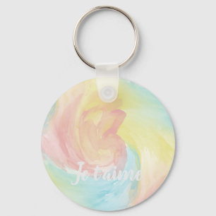 Tie-Dye Retro Pastel Painterly Watercolor in Love Keychain