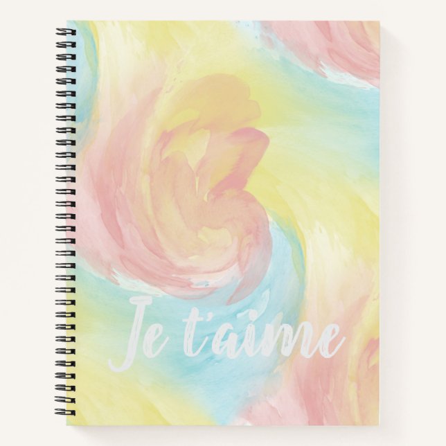 Tie-Dye Retro Pastel Painterly Watercolor in Love Notebook (Front)