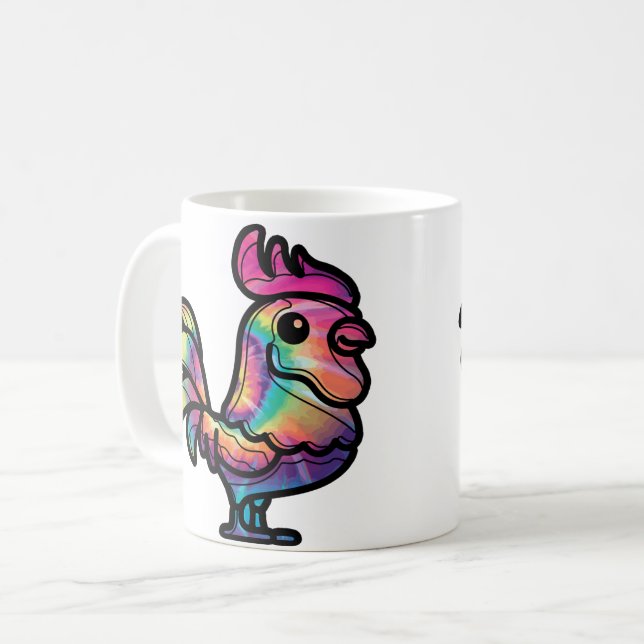 Tie Dye Rooster Coffee Mug (Front Left)