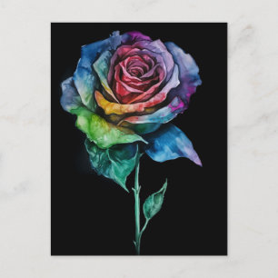 Tie Dye Rose Print Postcard