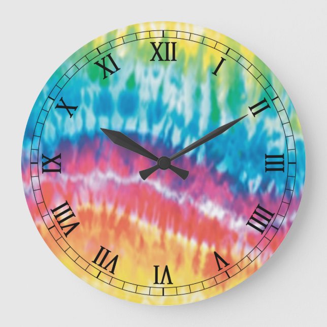 Tie Dye Round Numéros romains Horloge (Recto)