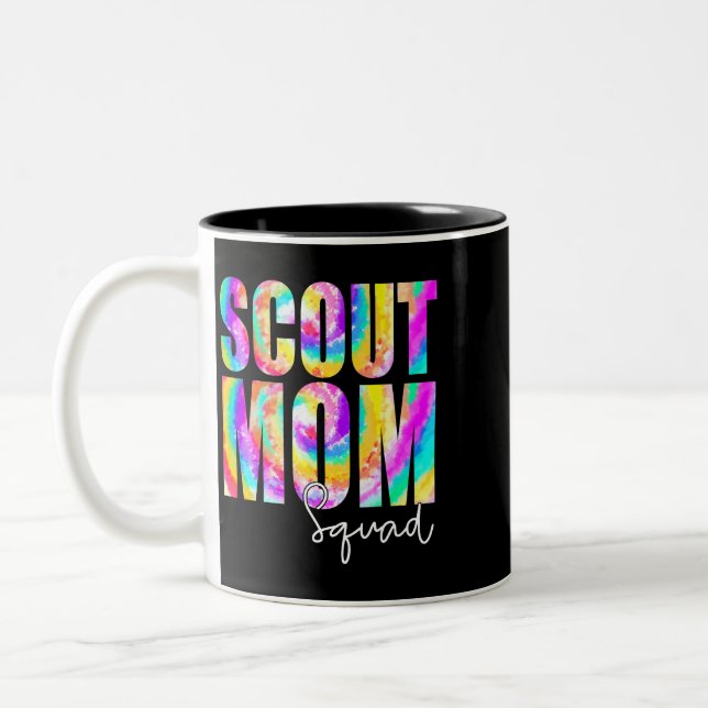 Tie Dye Scout Mom Squad Back To School Women Appre Two-Tone Coffee Mug (Left)