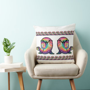 Tie Dye Sea Lion Throw Pillow