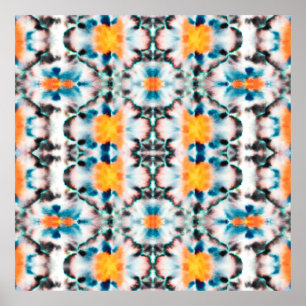 Tie Dye Seamless Pattern. Ethnic Abstract. Psyched Poster
