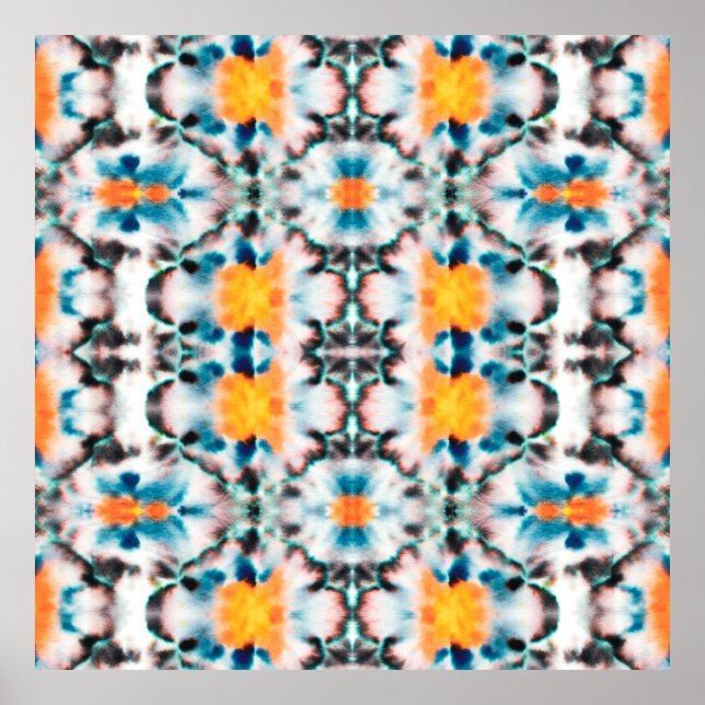 Tie Dye Seamless Pattern. Ethnic Abstract. Psyched Poster (Front)