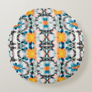 Tie Dye Seamless Pattern. Ethnic Abstract. Psyched Round Pillow