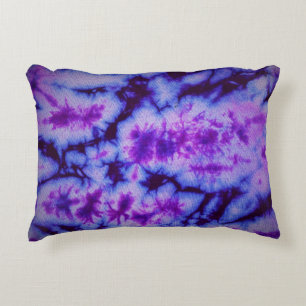 Tie Dye Shades of Purple & Blue Accent Pillow