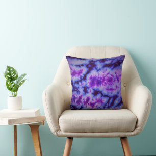 Tie Dye Shades of Purple & Blue Throw Pillow