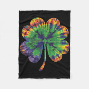 Tie Dye Shamrock Lucky Four Leaf Clover St Patrick Fleece Blanket