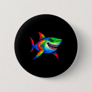 Tie-dye Shark Peace Sign Hipe  2 Inch Round Button