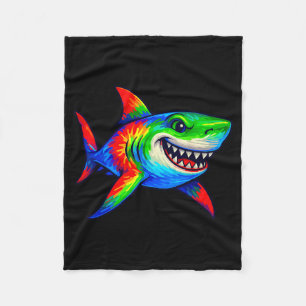 Tie-dye Shark Peace Sign Hipe  Fleece Blanket