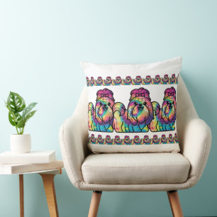 Tie Dye Shih Tzu Throw Pillow