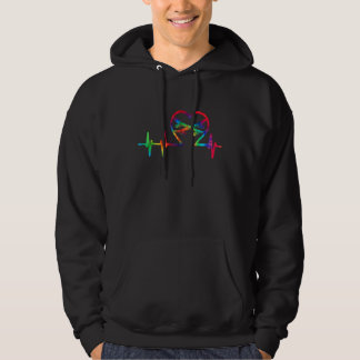Tie Dye Skateboard Heartbeat Love Heart Skateboard Hoodie