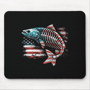 Tie Dye Skeleton Salmon American 4th Of July Fish Mouse Pad