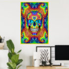 Tie Dye Skull Dead Zombie Undead  Colorful Posters