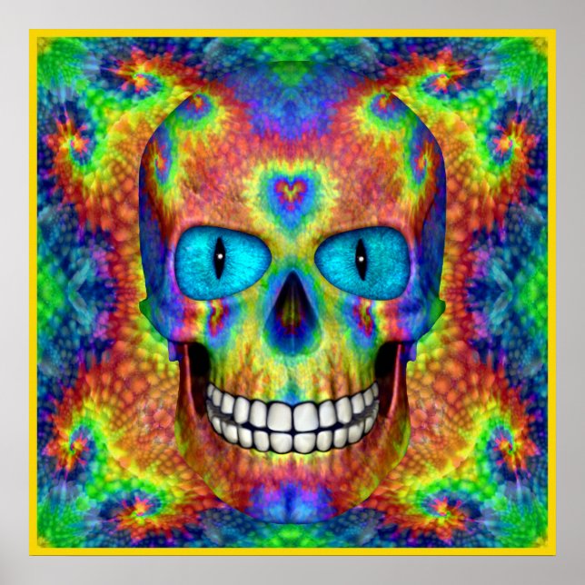 Tie Dye Skull Dead Zombie Undead  Colourful Poster (Front)