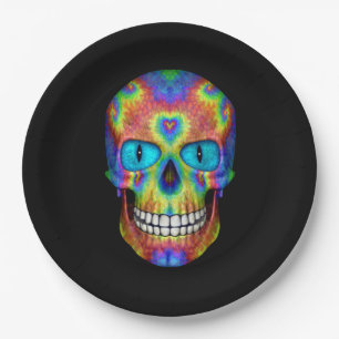 Tie Dye Skull Dead Zombie Undead  Paper Plates