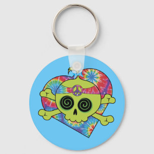 Tie Dye Skull Keychain