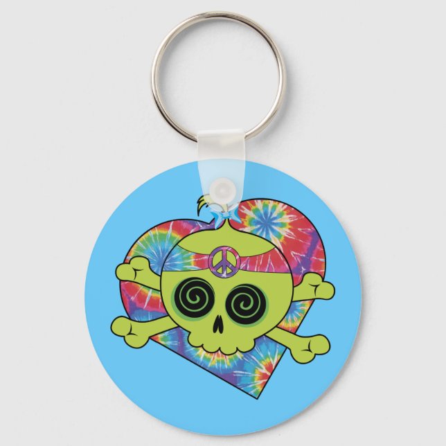 Tie Dye Skull Keychain (Front)