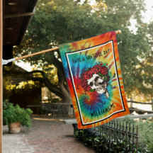 Tie Dye Skull with Roses