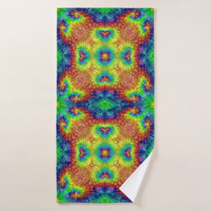 Tie Dye Sky Vintage Fractal Kaleidoscope Bath Towel