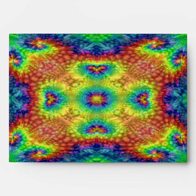 Tie Dye Sky Vintage Fractal Kaleidoscope Envelope (Front)