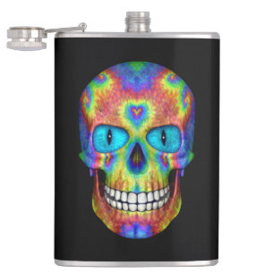 Tie Dye Sky Vintage Fractal Kaleidoscope Hip Flask