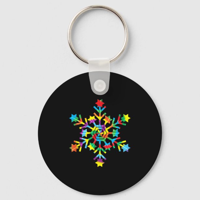 Tie Dye Snowflake Retro Hipe Christmas Holiday Xma Keychain (Front)