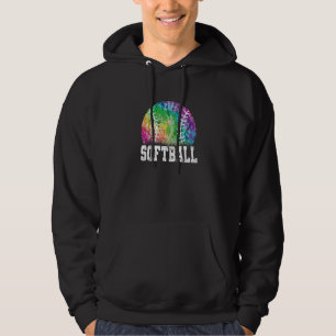 Tie Dye Softball Distressed Logo Hoodie