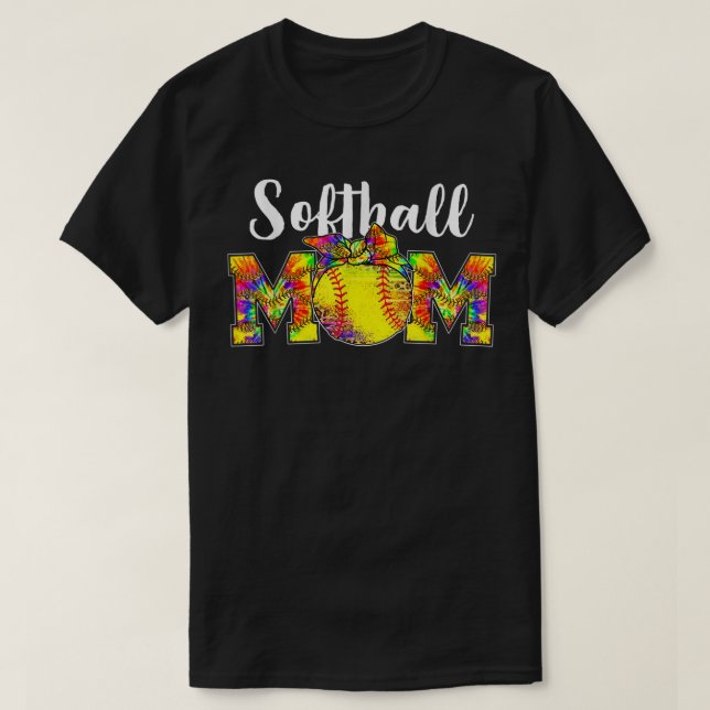 Tie Dye Softball Mom Tee Softball Game Day Vibes M (Design Front)