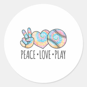 Tie Dye Softll For Teen Girls Peace Love Play Classic Round Sticker